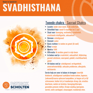 Downloadbare factsheet over het sacraal chakra met tips voor balans.