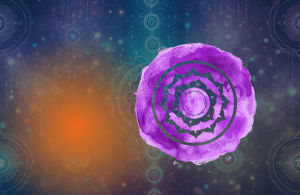 Violet symbool van het kruinchakra, energiecentrum voor spiritualiteit.